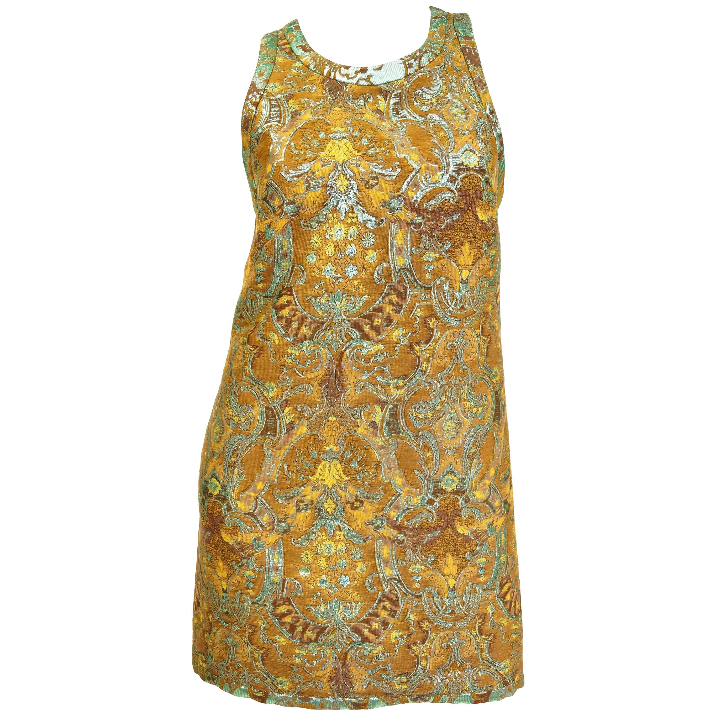 21st Century Barbara Bui Mint and Gold Jaquard Dress