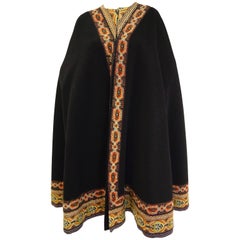 1960s Oscar de La Renta Bohemian Trim Wool Cloak 