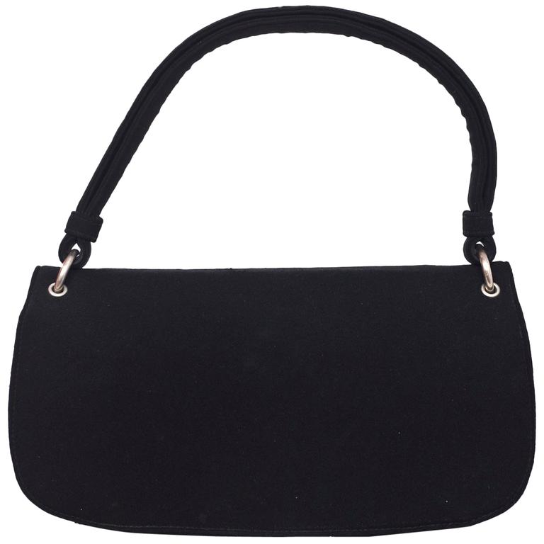 Prada Black Canvas Shoulder Bag For Sale at 1stdibs