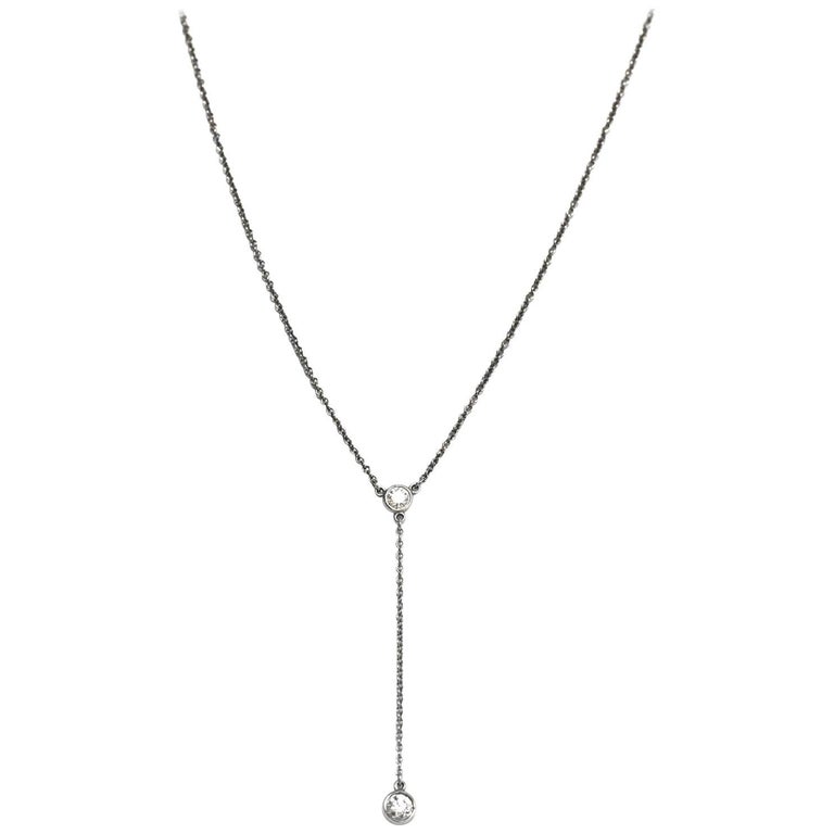 Tiffany and Co. Elsa Peretti Platinum Diamonds By The Yard Y Necklace ...