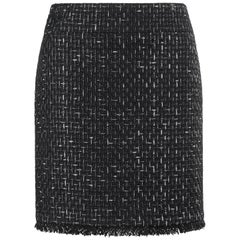 CHANEL Cruise 2013 Classic Black & White Signature Ribbon Tweed Skirt RARE