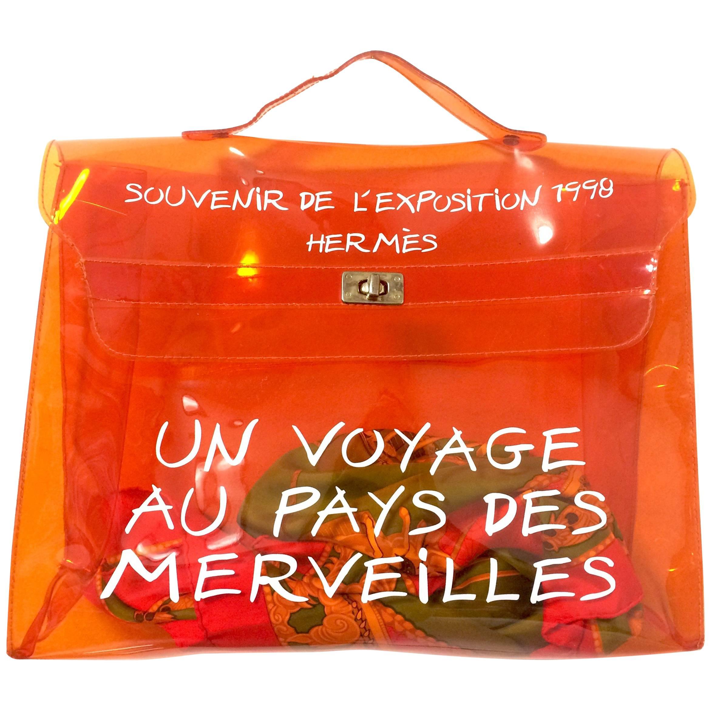 Vintage Hermes transparent orange vinyl Kelly bag Japan Limited Edition. Rare.