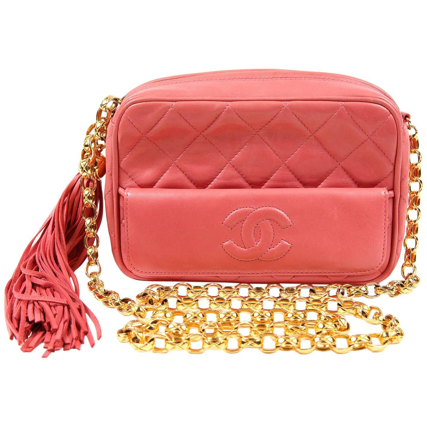 Chanel Pink Leather Vintage Camera Bag