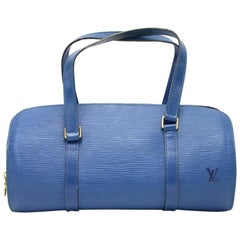 Vintage Louis Vuitton Soufflot Blue Epi Leather Hand Bag 11