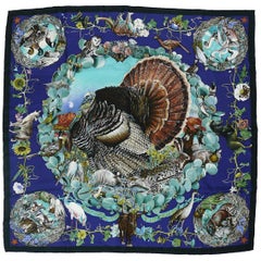 Hermes Rare Silk Carre Scarf "Faune et Flore du Texas " by Kermit Oliver