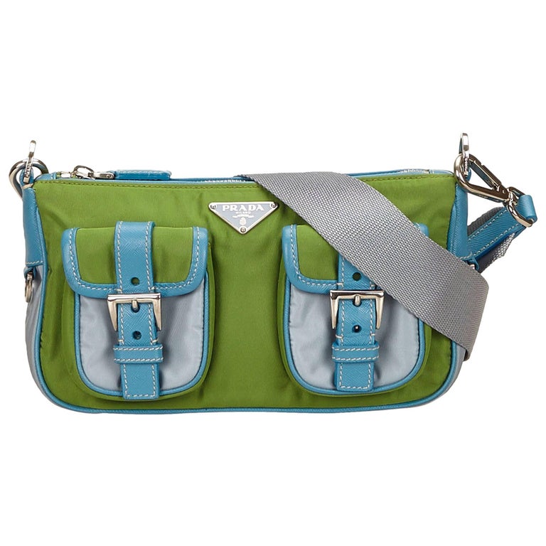 Prada Blue Nylon Shoulder Bag For Sale at 1stdibs