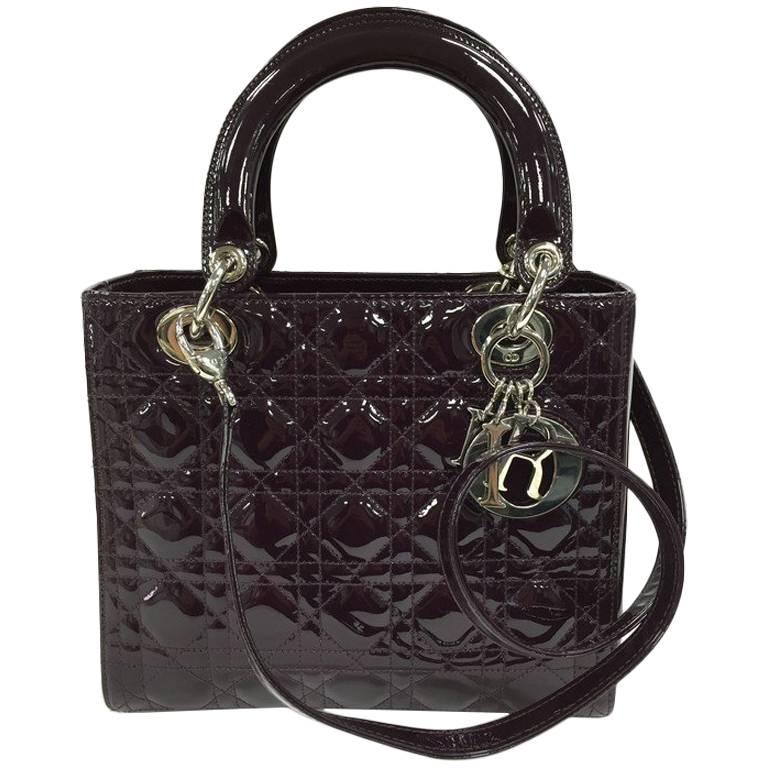 Christian Dior Lady Dior Handbag Cannage Quilt Patent Medium