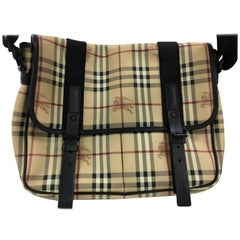 Burberry Buckle Pocket Messenger Bag Haymarket Coated Canvas with Leather Medium 11