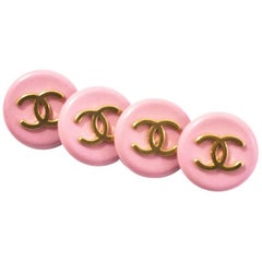 Chanel  Set of Four Pink/Gold CC Buttons