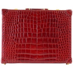 Gucci Briefcase Vintage Burgundy Red Crocodile Attache