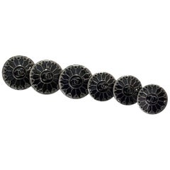 Chanel Black Enamel & Crystal Set of Six Buttons 16mm/19mm 11
