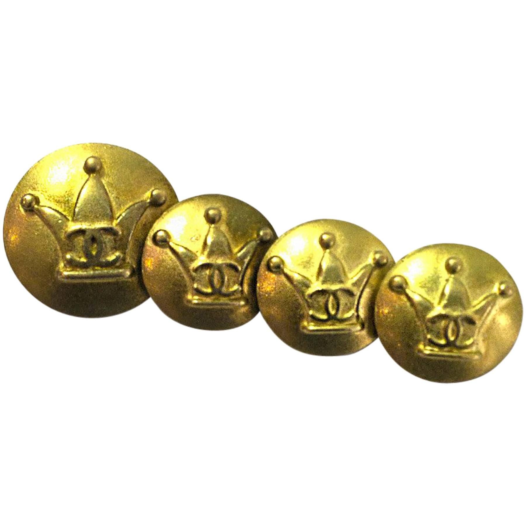 Chanel Goldtone Crown CC Buttons- Set of Four