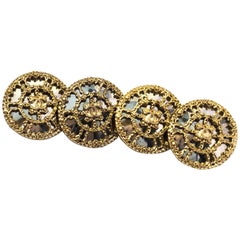 Chanelset of Four 22mm Goldtone Filigree Mirror Buttons