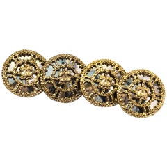 Chanelset of Four 22mm Goldtone Filigree Mirror Buttons 3