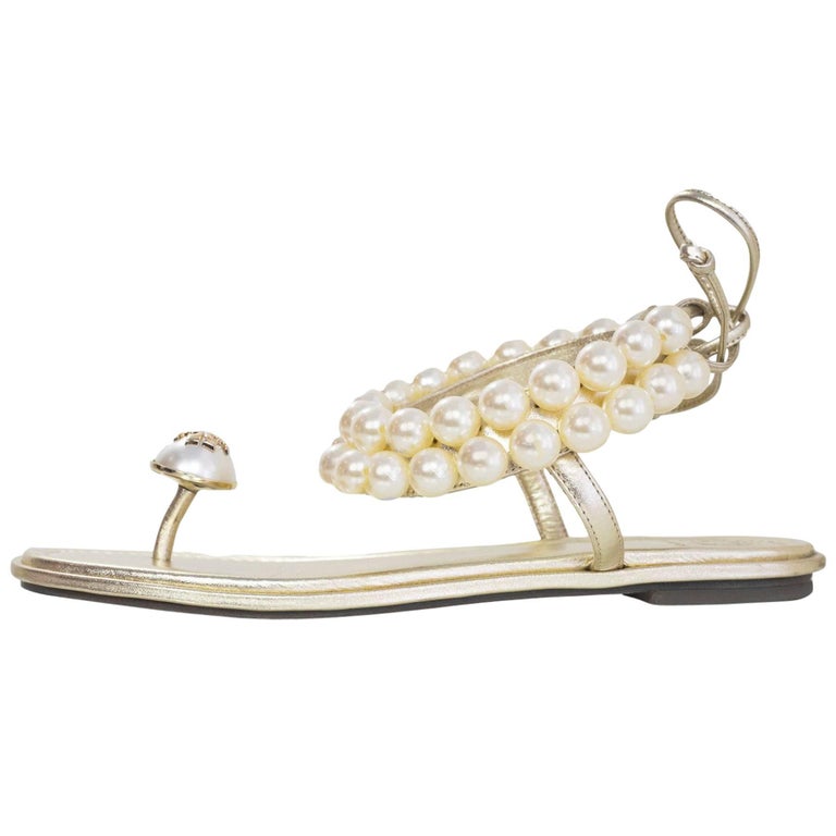 Tory Burch Melody Pearl Sandals Sz 9.5 rt. $325 For Sale at 1stDibs | tory  burch pearl sandals, tory burch pearl shoes, tory burch sandals with pearls