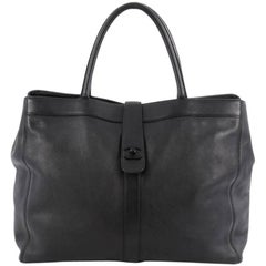 Chanel Vintage CC Turnlock Tote Leather Large