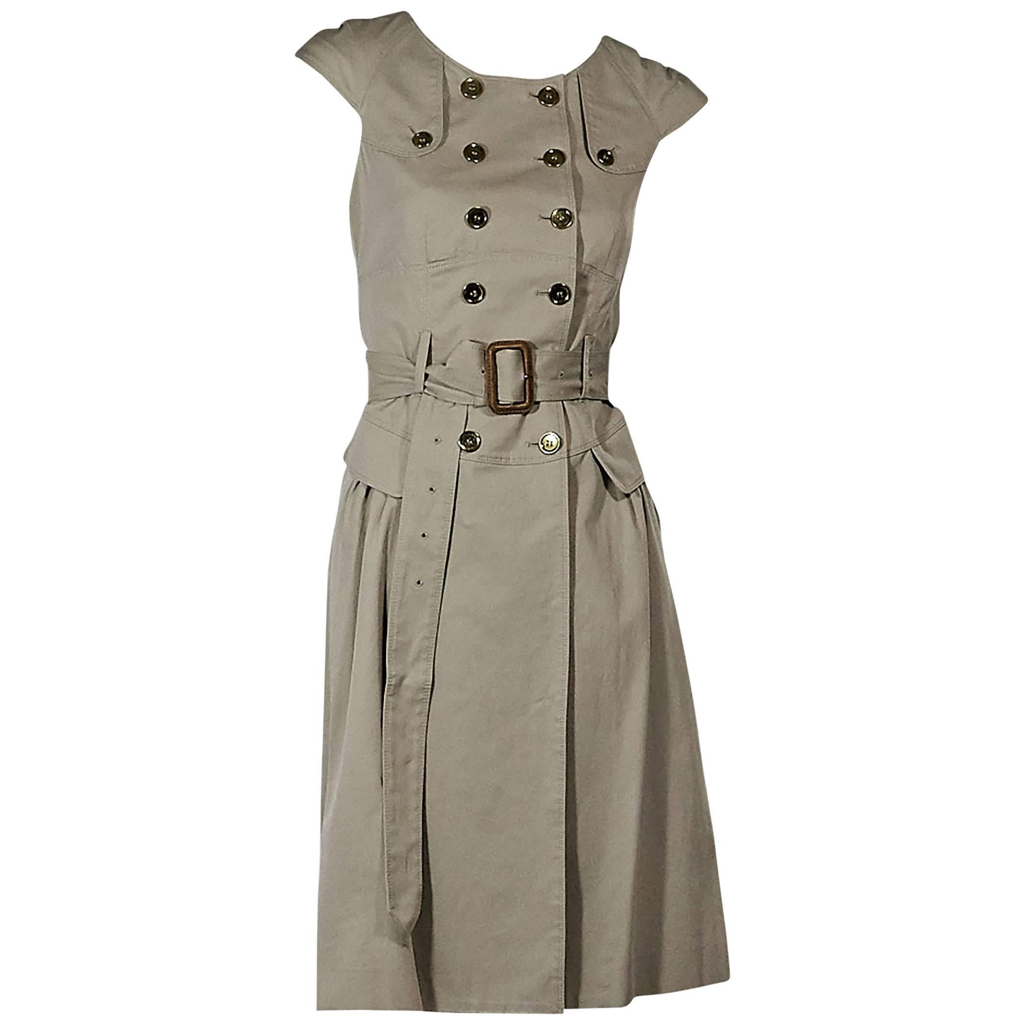Tan Burberry London Trench-Style Dress