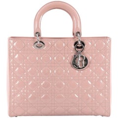 Christian Dior Lady Dior Handbag Cannage Quilt Patent Large