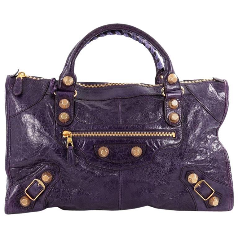 Balenciaga Work Giant Studs Handbag Leather