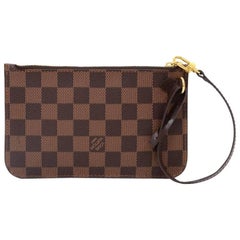 Used Louis Vuitton Ebene Damier Canvas Pouch For Neverfull Bag 