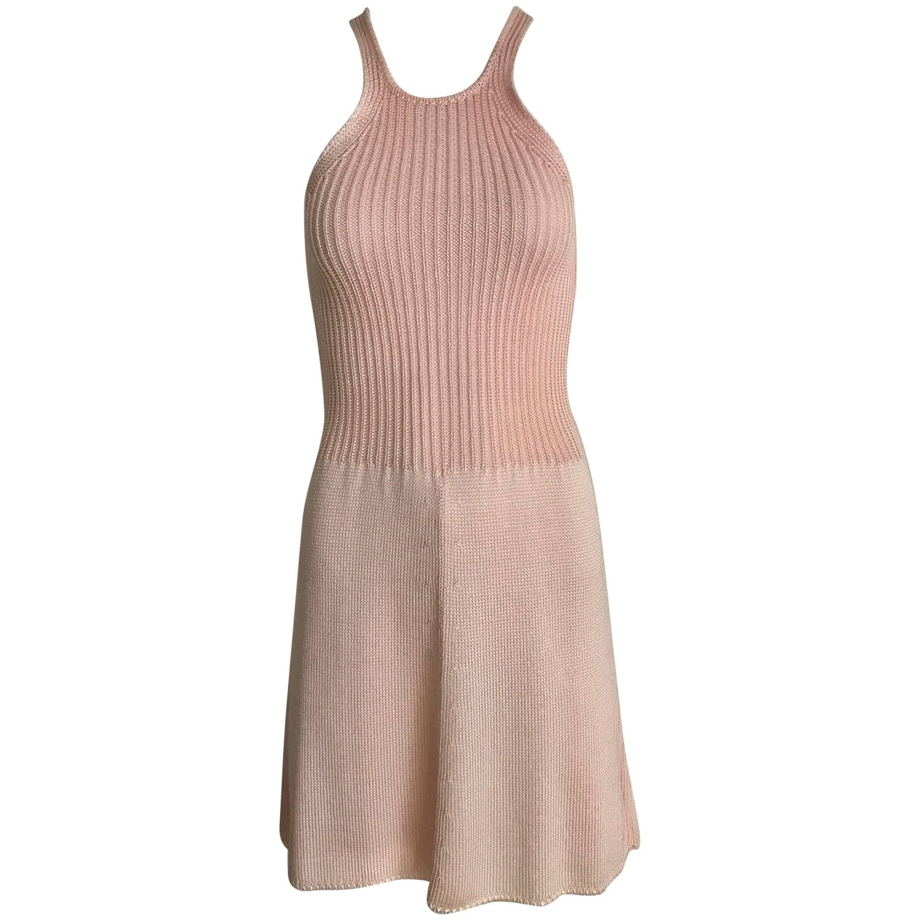Vintage KRIZIA Pink Racer Back Mini knit Dress