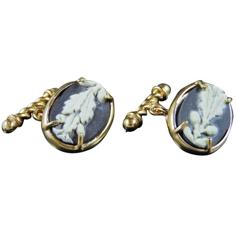 bronze and wedgwood porcelain cuff links