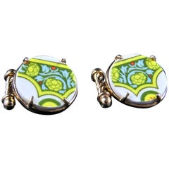 Victorian ceramic and bronze cufflinks by Patrizia Daliana