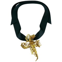 Christian Lacroix Vintage Gold Toned Abstract Pendant Brooch 4