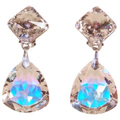 Vintage Glam 1980's Crystal Rhinestone Statement Earrings