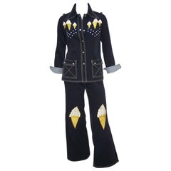 Studded 1970's Bell Bottom Suit With Ice Cream Cone Appliques 8