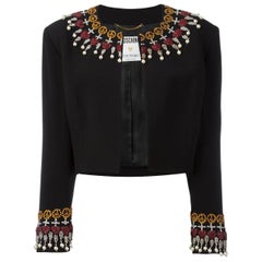 Vintage 90's MOSCHINO Pearls embellished cropped jacket