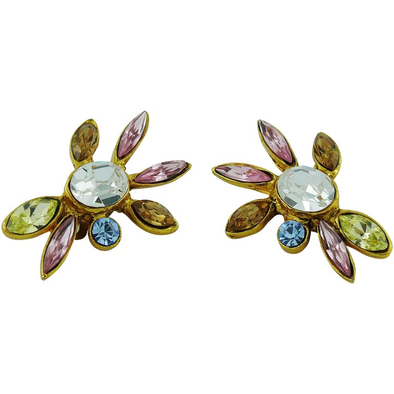 Christian Lacroix Vintage Jewelled Clip-On Earrings For Sale at 1stdibs