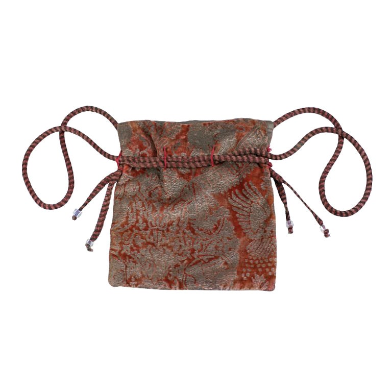 Mariano Fortuny Pink Coral Stencilled Velvet Drawstring Bag For Sale at ...