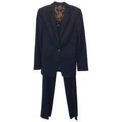 Dolce & Gabbana Navy Pantsuit with One Button Blazer