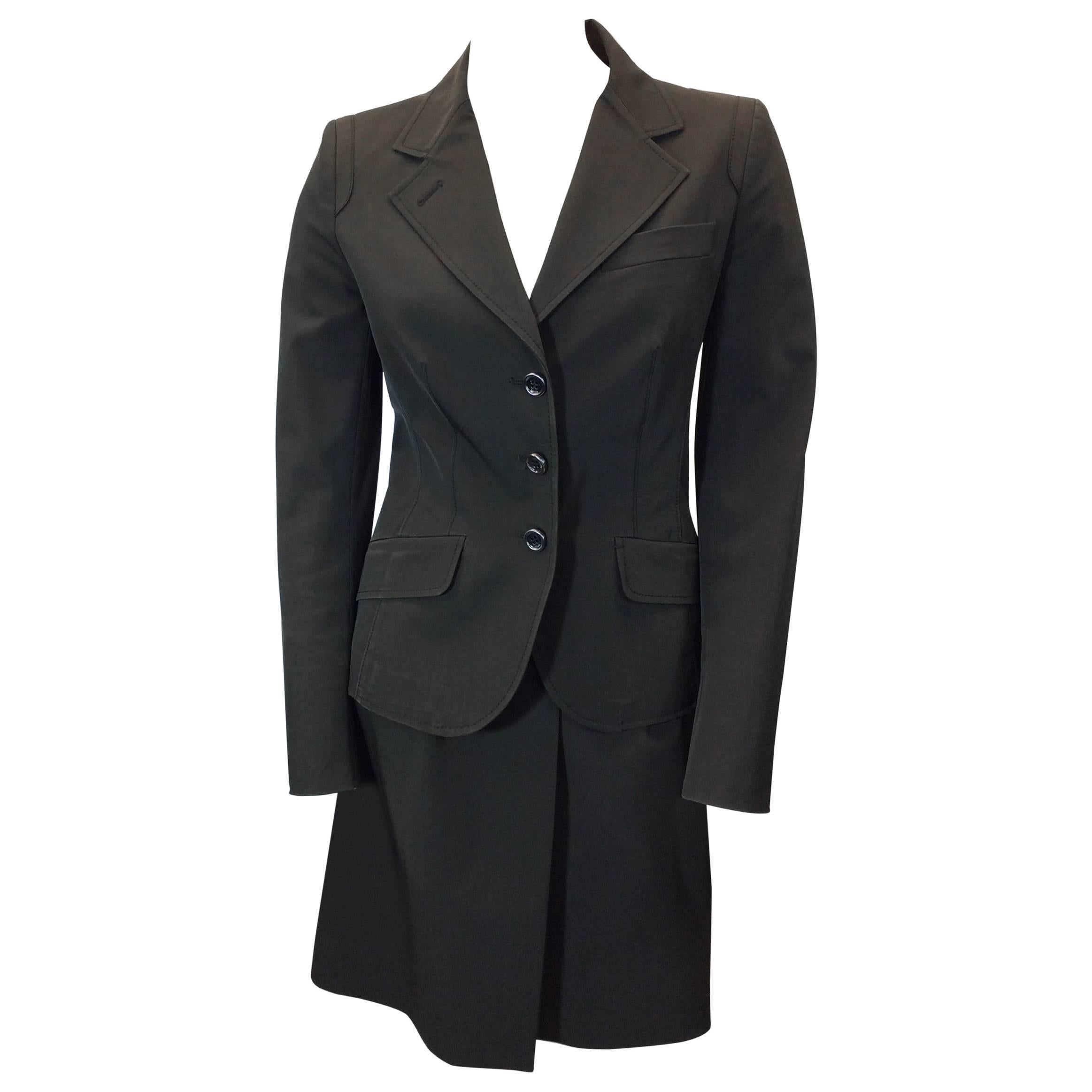 Prada Brown Skirt Suit with 3 Button Blazer For Sale