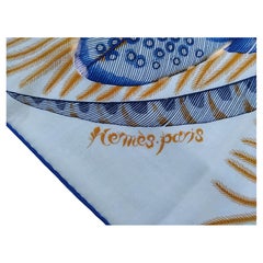 Hermès Plumes en Fete Cashmere Silk Shawl Scarf Feathers White Blue Gold