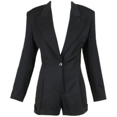 Vintage Norma Kamali Black Mini Romper w/Jacket Lapels 11