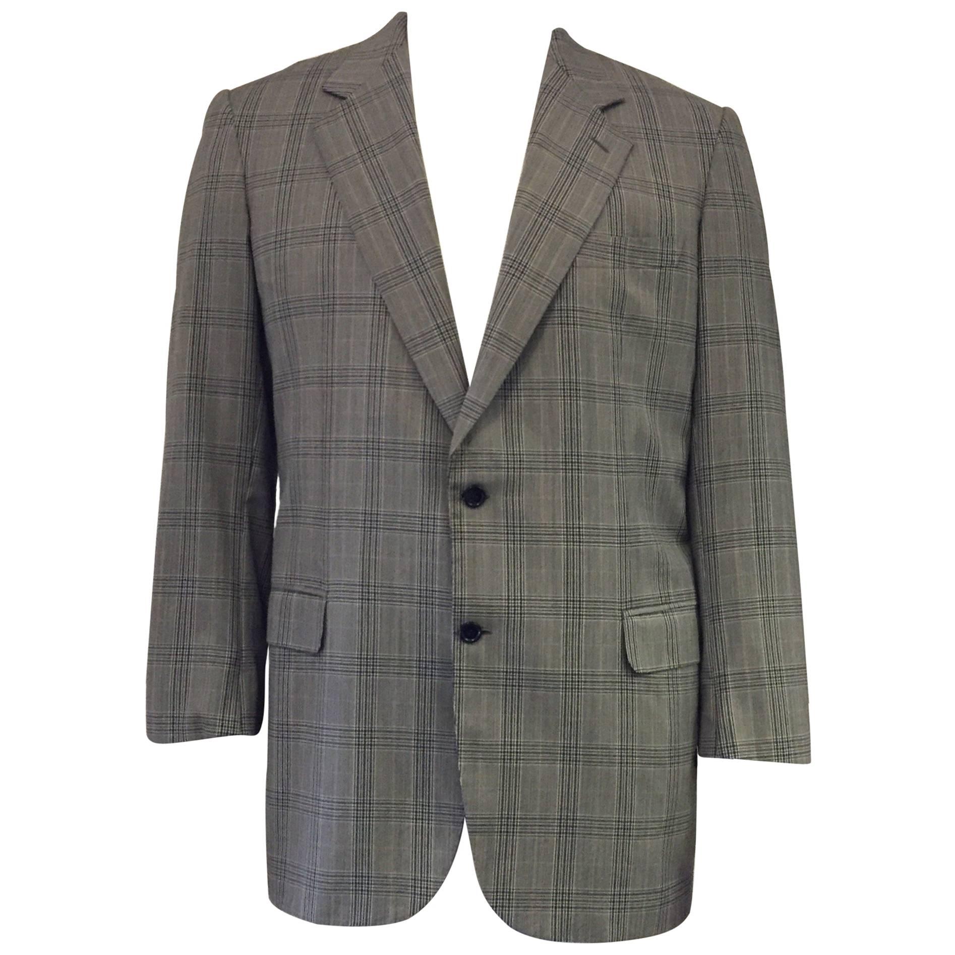 Brioni Bellissimo 100% Wool Heathered Windowpane Grey on Grey Jacket 