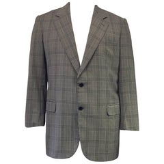 Brioni Bellissimo 100% Wool Heathered Windowpane Grey on Grey Jacket 