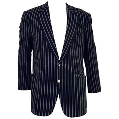 Men's Brioni for Maus & Hoffman Cotton & Linen Stripe Jacket Navy & White