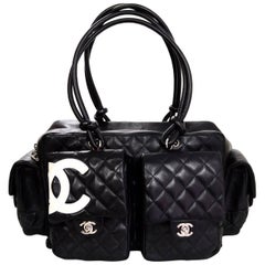 Chanel Black Leather Cambon Bag For Sale at 1stDibs