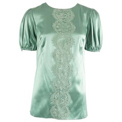 Dolce & Gabbana Seafoam Satin and Lace Top - 40