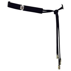Gianni Versace Black Leather Belt W Signature Silver Tone Medusa Head Motif