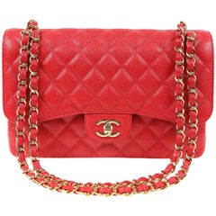 Chanel Red Caviar Jumbo Classic with Gold Hardware 5
