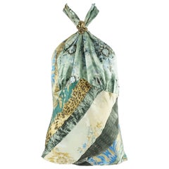Roberto Cavalli Blue and Green Animal Print Silk Halter-44 Roberto Cavalli Blue and Green Animal Print Silk Halter-44