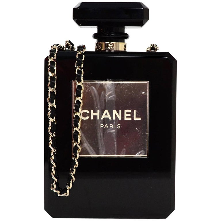 Chanel Resort '14 Runway Black Plexiglass Perfume Bottle Bag at 1stDibs