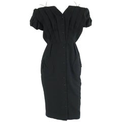 Thierry Mugler Black Pique Dress - 40 - Circa 90's