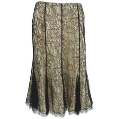 Ralph Lauren Black Label Nude and Black Lace Skirt - 10 7