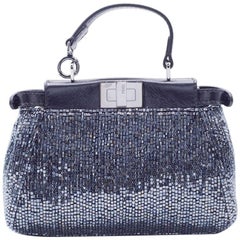 Fendi Women's Black Embellished Micro Peekaboo Shoulder Bag 12