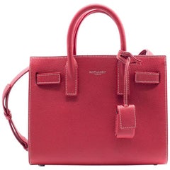 Saint Laurent Classic Nano Sac De Jour Bag Red Grained Leather